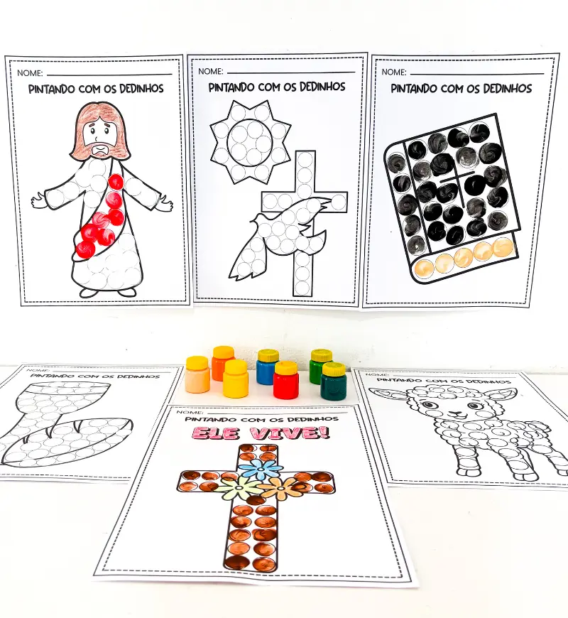 Páscoa Cristã: 6 Atividades de Pintura com os Dedinhos — amostra 4: Como usar em sala de aula