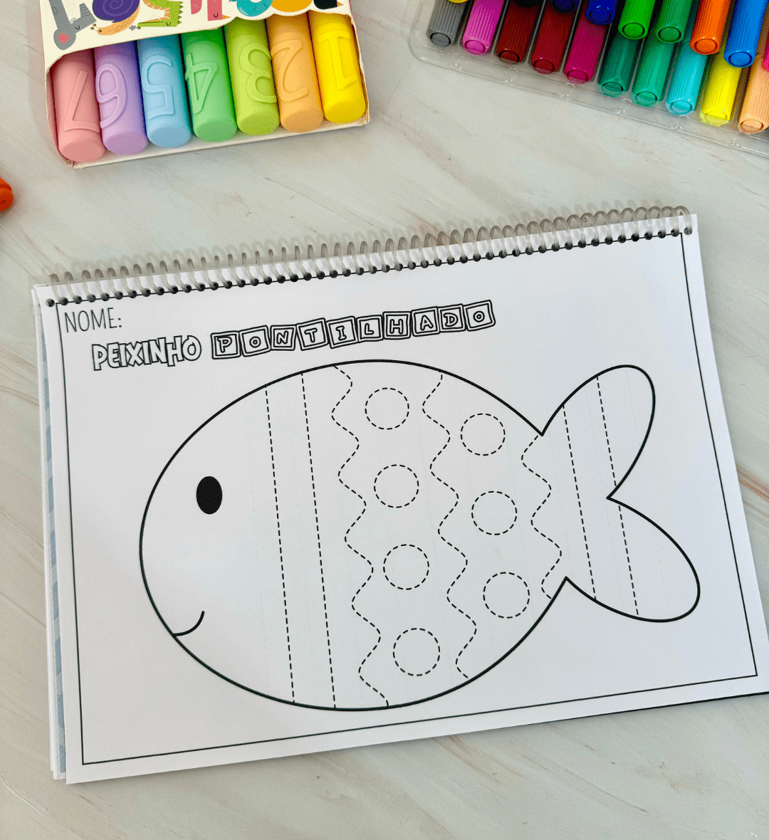Peixinho Pontilhado: PDF para Trabalhar Coordenação Motora Fina — amostra 3: Como usar em sala de aula