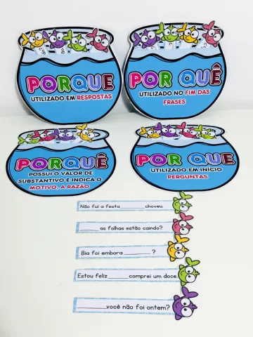 Peixinhos dos Porquês - ENSINO FUNDAMENTAL — amostra 2: No arquivo contém 4 aquários dos porquês com uma breve explicação…