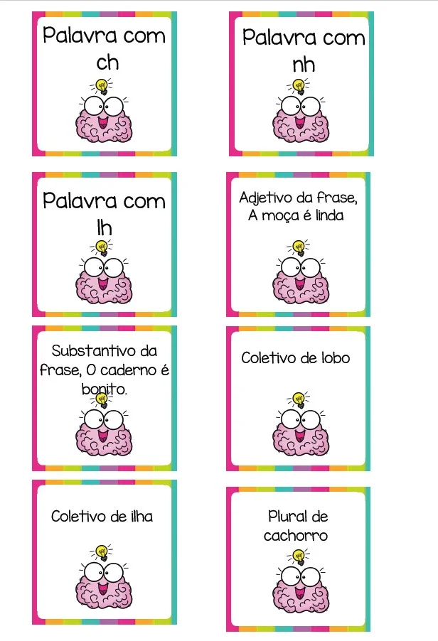 PENSE RÁPIDO LÍNGUA PORTUGUESA- ANOS INICIAIS - ATIVIDADE LÚDICA — amostra 4: Pense rápido na língua portuguesa
