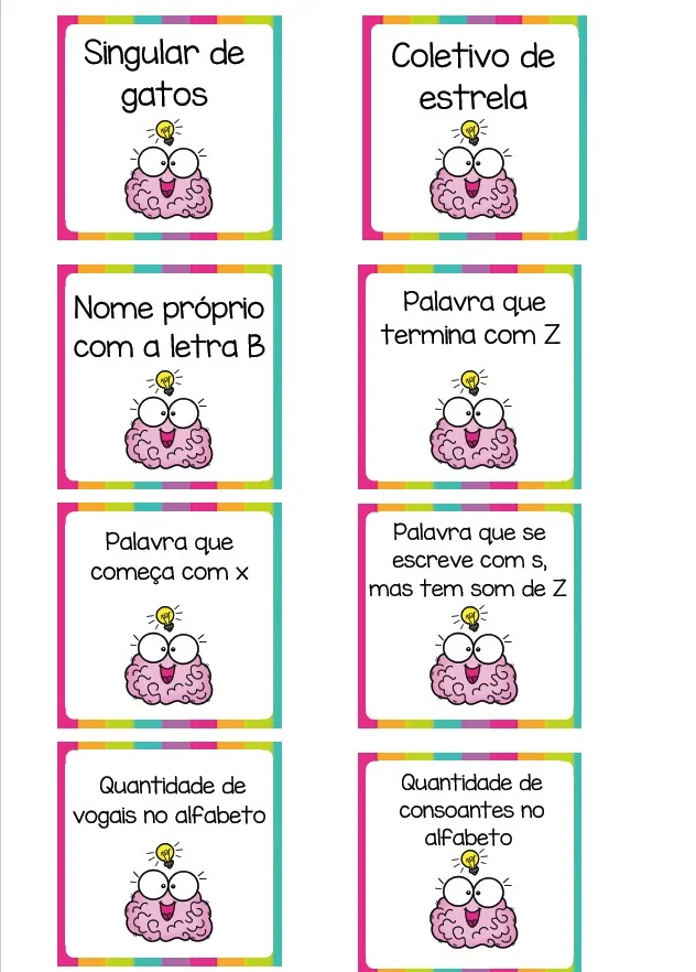 PENSE RÁPIDO LÍNGUA PORTUGUESA- ANOS INICIAIS - ATIVIDADE LÚDICA — amostra 5: Pense rápido na língua portuguesa