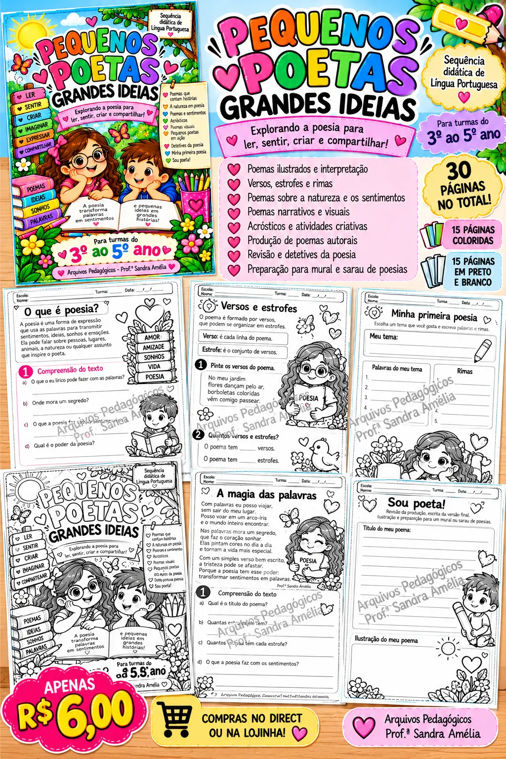 🌸📚✨ PEQUENOS POETAS, GRANDES IDEIAS! — Português para 5º ano: 🌈 Uma sequência didática encantadora para despertar a…