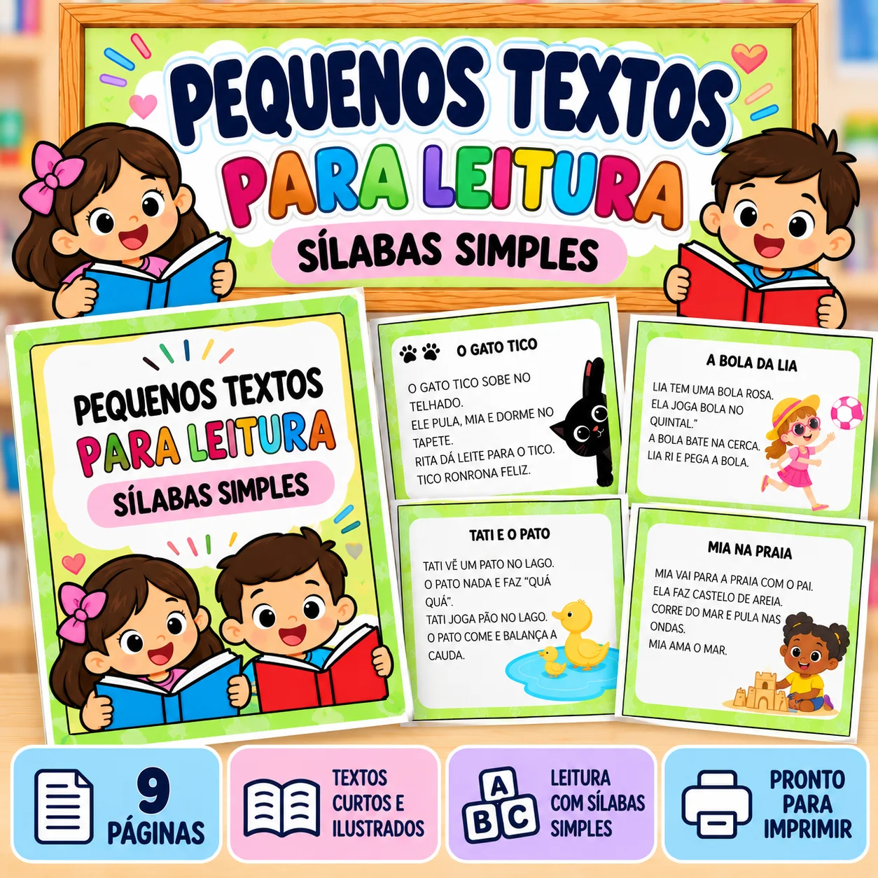 Pequenos Textos para Leitura | Sílabas Simples — capa do material
