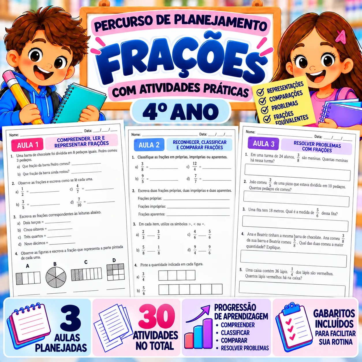Percurso de Planejamento | Frações | 4º Ano — capa do material