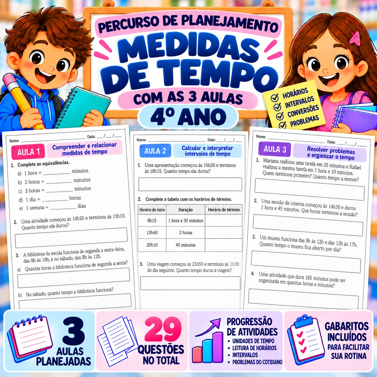 Percurso de Planejamento | Medidas de Tempo | 4º Ano — capa do material
