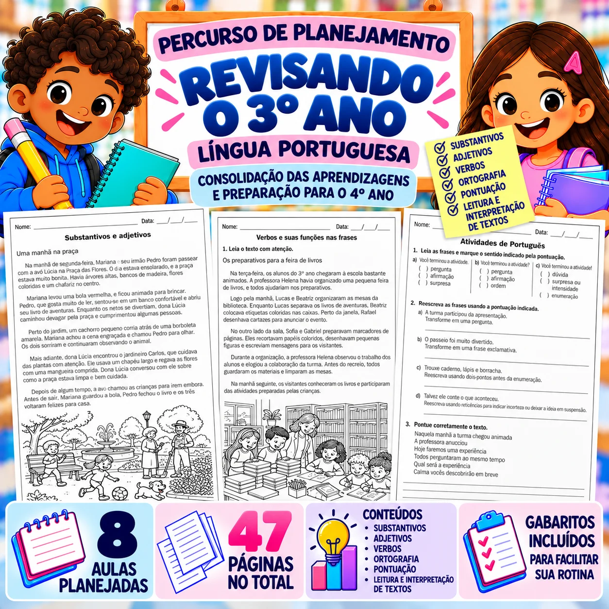 Percurso de Planejamento | Revisando o 3º Ano | Língua Portuguesa — Português para 3º ano: Percurso de 8 aulas para revisar…