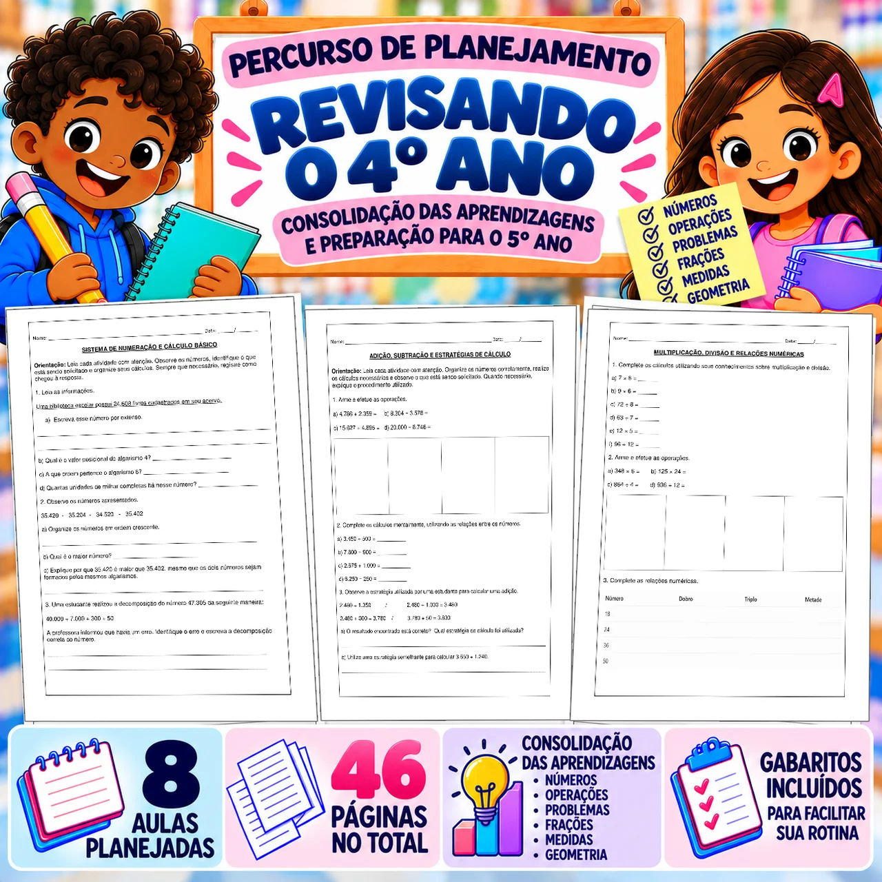 Percurso de Planejamento | Revisando o Ano Letivo | 4º Ano — Matemática para 4º ano: Percurso de 8 aulas para revisar e…