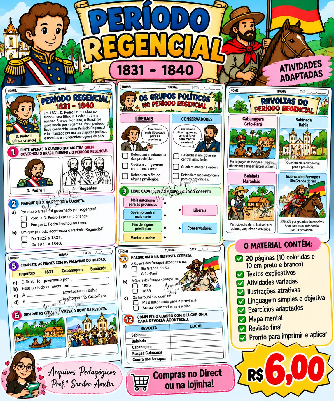📚✨ PERÍODO REGENCIAL – HISTÓRIA ADAPTADA 🇧🇷 — História para Fundamental II (6º–9º): 💛 Ensinar História de forma…