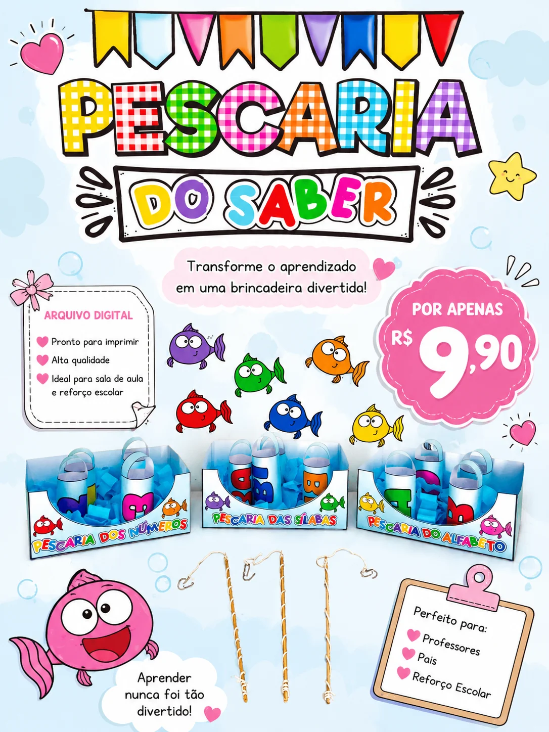 PESCARIA DO SABER — Alfabetização para Educação Infantil: E se eu te dissesse que uma única brincadeira pode trabalhar…
