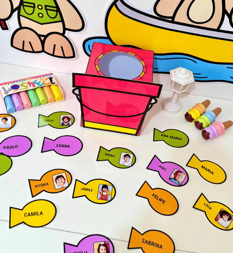 Pescaria dos Nomes: kit em PDF para Educação Infantil — amostra 1: Pescaria dos Nomes para trabalhar o nome próprio