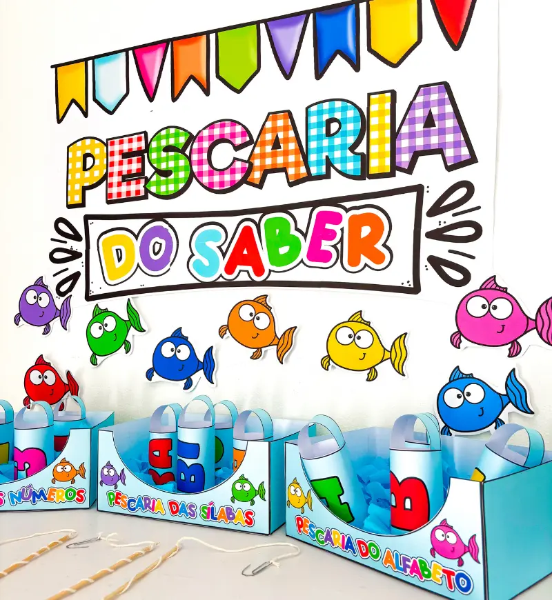 Pescaria pedagógica: letras, sílabas e números até 20 — amostra 1: Pescaria pedagógica para aprender brincando
