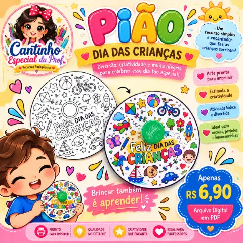 🎉 PIÃO DIA DAS CRIANÇAS — DIVERSÃO QUE VIRA MEMÓRIA! 💛 — capa do material
