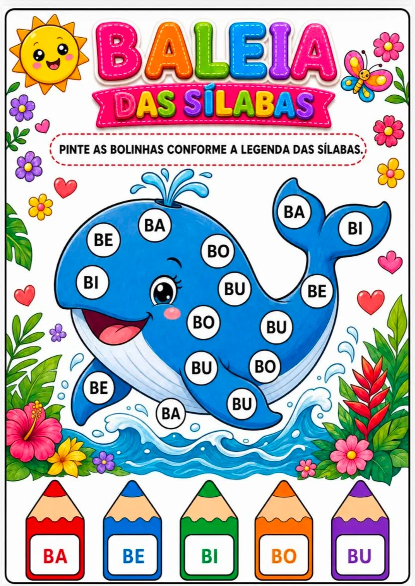 PINTE VOGAIS E SÍLABAS — amostra 2: 🌈✨ PINTE AS VOGAIS E AS SÍLABAS ✨🌈 Um material encantador para tornar a alfabetização…
