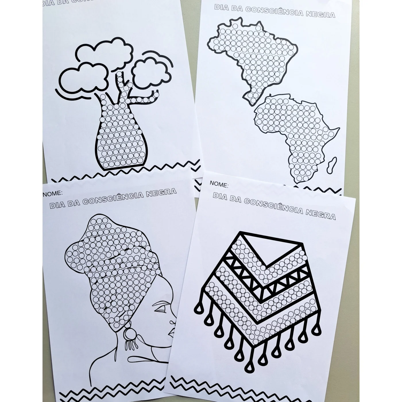 Pintura africana com cotonete consciência negra — amostra 1: Pintura africana com cotonete São 7 desenhos diferentes…