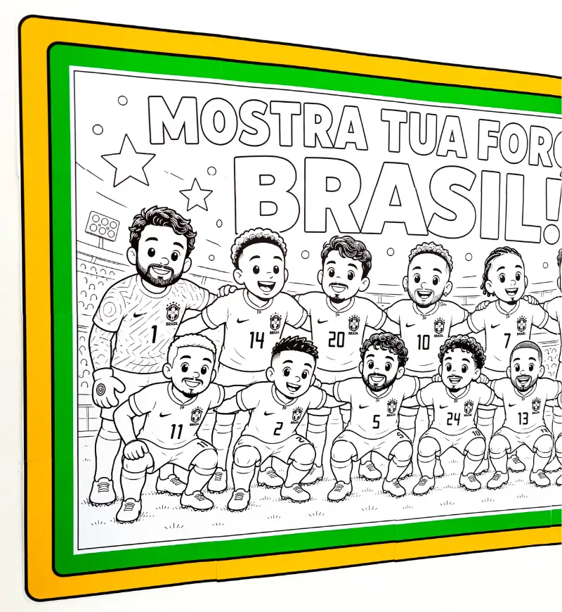 Pintura Coletiva da Copa do Mundo: Cartaz em PDF — amostra 1: Pintura coletiva com o tema Copa do Mundo