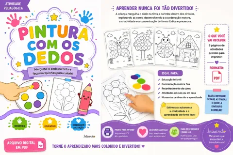 Pintura com os Dedos — EDUCAÇÂO INFANTIL — amostra 1: Transforme a pintura em uma experiência lúdica, sensorial e divertida