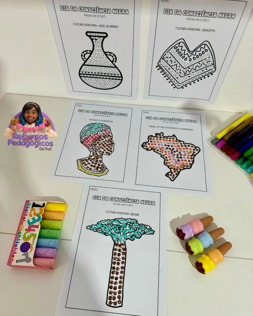 Pintura Cotonete Consciência Negra — amostra 1: Proposta lúdica, prática e pedagógica para turmas da Educação Infantil e…