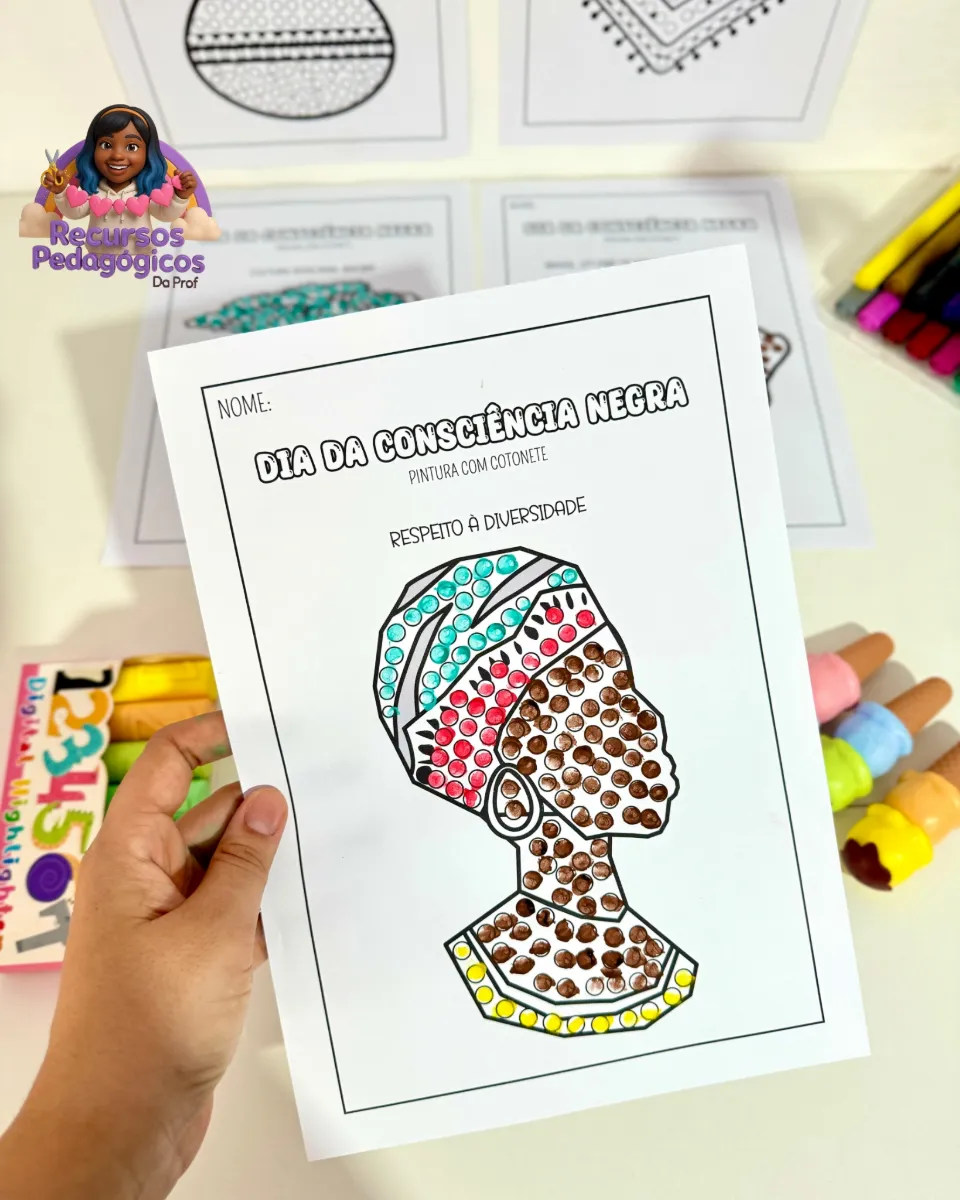 Pintura Cotonete Consciência Negra — amostra 2: Proposta lúdica, prática e pedagógica para turmas da Educação Infantil e…