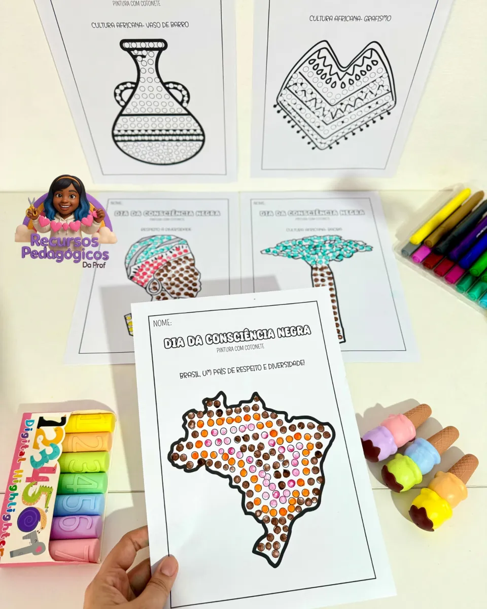 Pintura Cotonete Consciência Negra — amostra 6: Proposta lúdica, prática e pedagógica para turmas da Educação Infantil e…