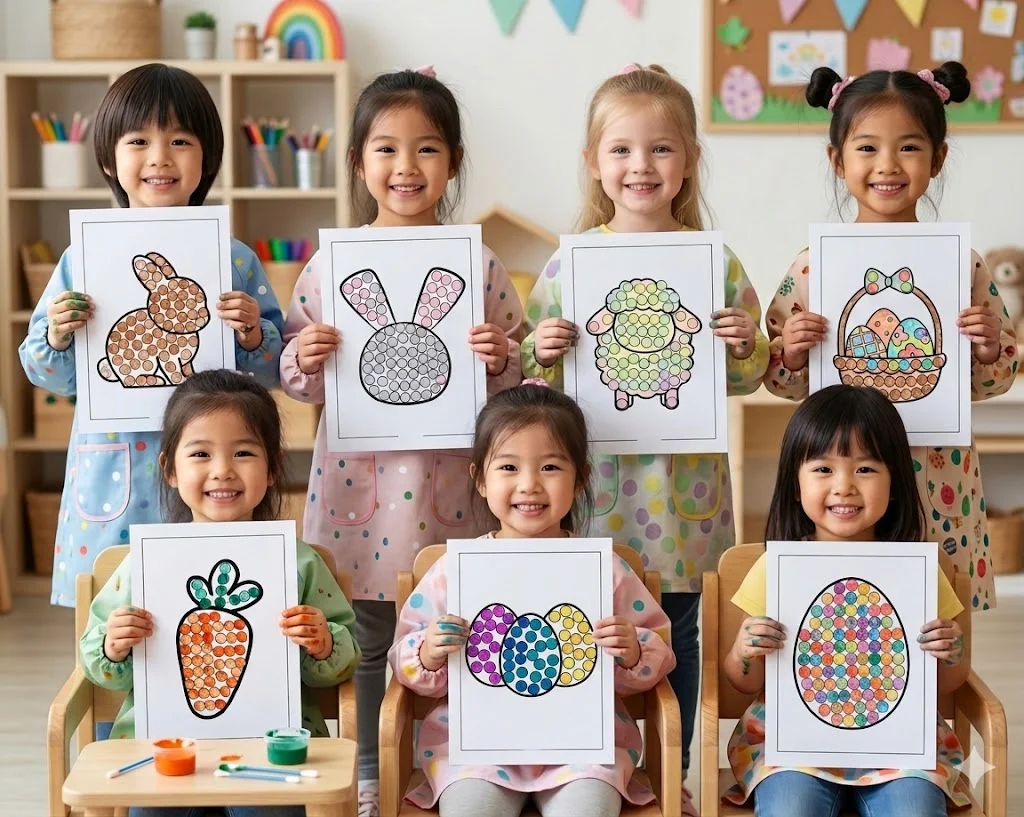 Pintura de Páscoa com cotonete — Datas comemorativas para Educação Infantil: Especial Páscoa – Pintura Criativa…