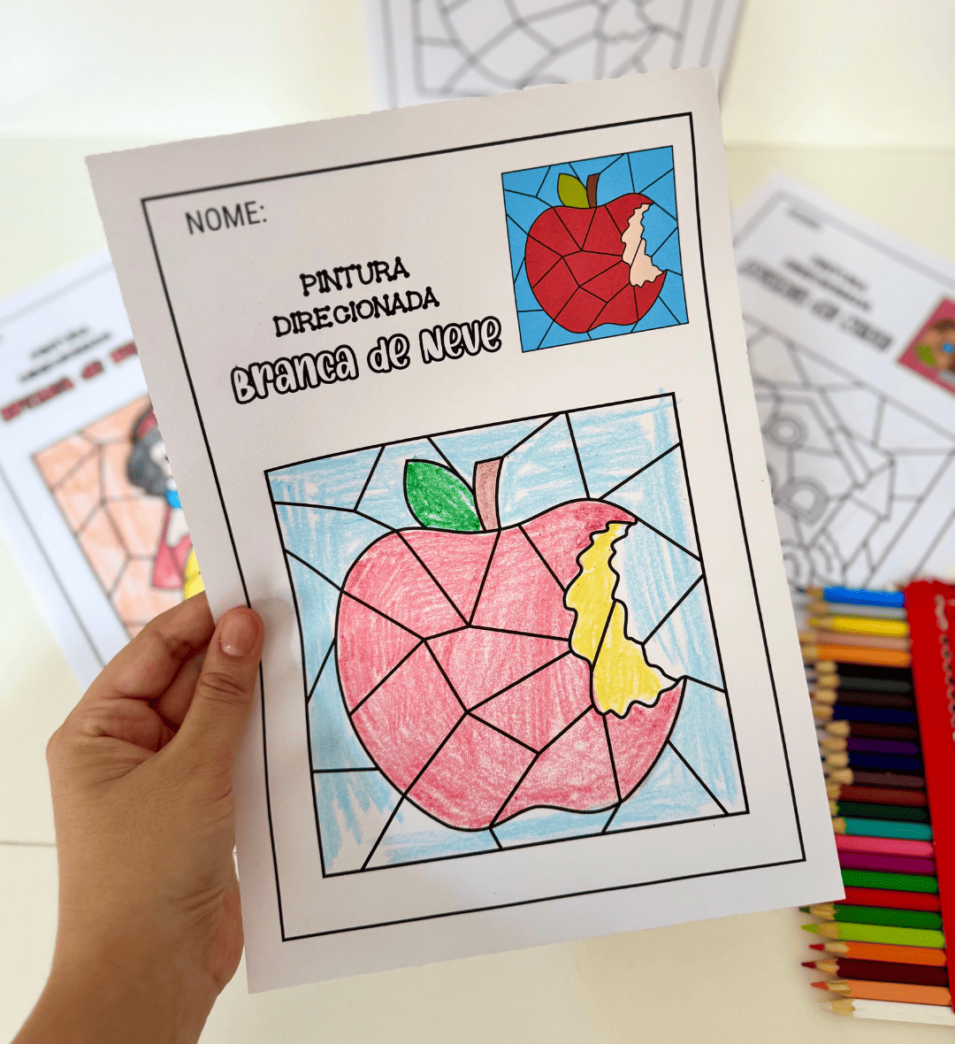 Pintura direcionada Branca de Neve: atividades para imprimir — amostra 3: Como usar em sala de aula