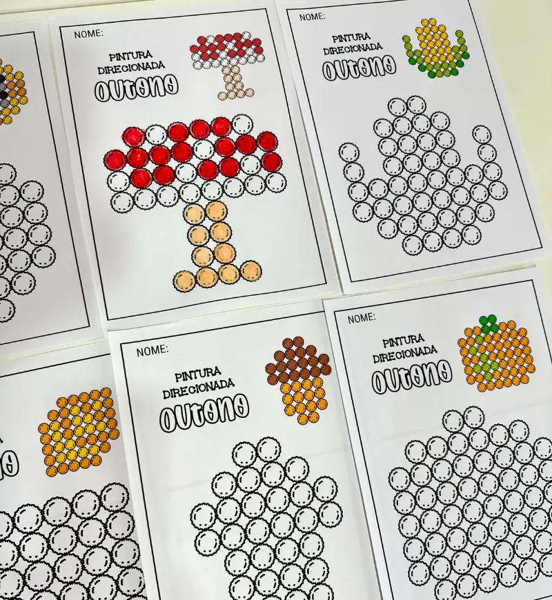 Pintura Direcionada de Outono: PDF com 10 Páginas para Colorir — amostra 2: O que vem no material