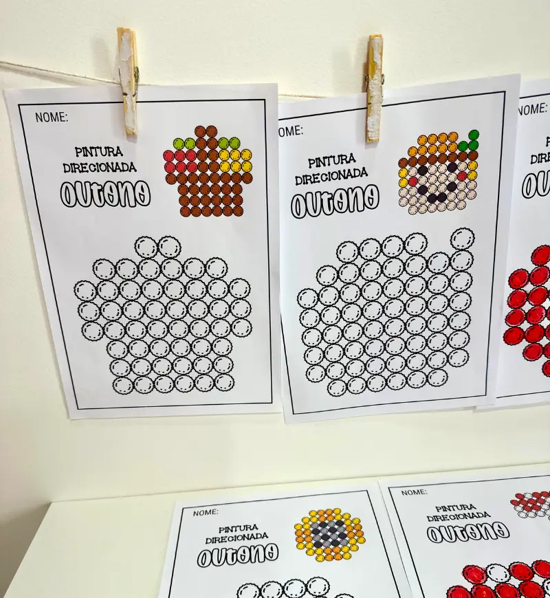 Pintura Direcionada de Outono: PDF com 10 Páginas para Colorir — amostra 3: Como usar em sala de aula