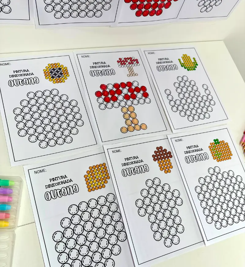 Pintura Direcionada de Outono: PDF com 10 Páginas para Colorir — amostra 5: Explore o tema outono com uma proposta de…
