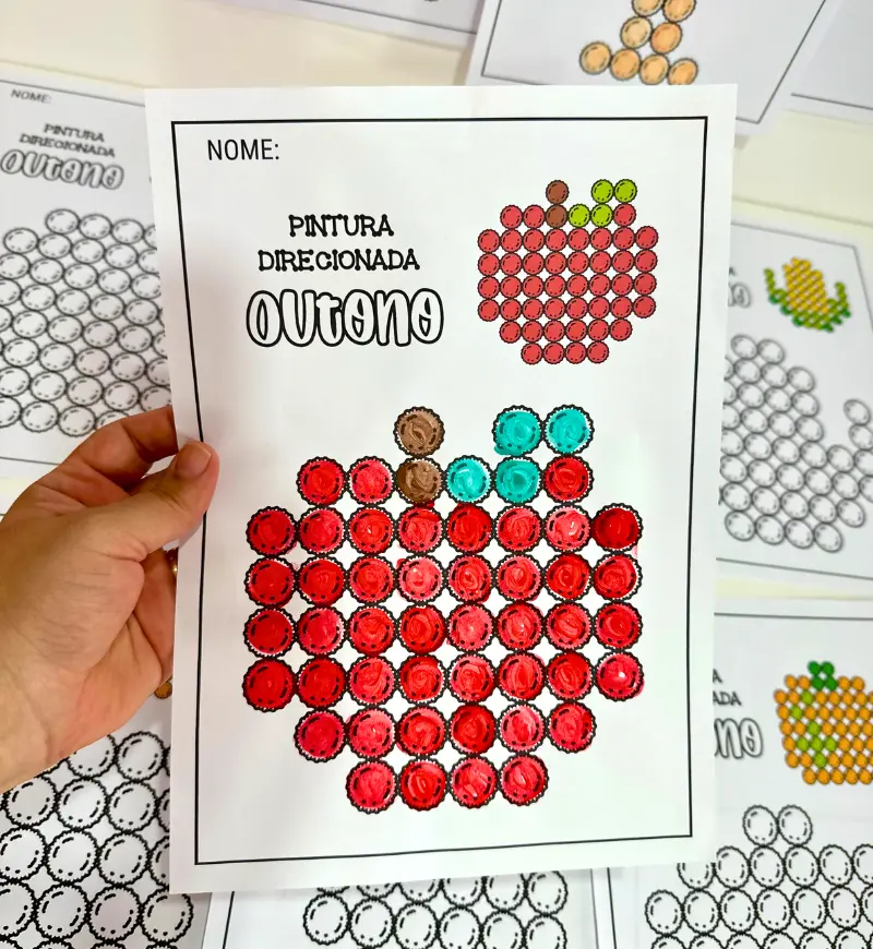 Pintura Direcionada de Outono: PDF com 10 Páginas para Colorir — Atividades para Educação Infantil: Explore o tema outono…