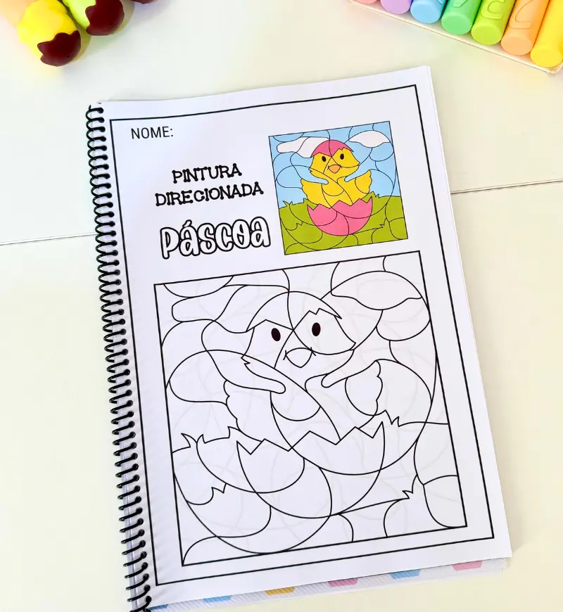 Pintura direcionada de Páscoa: PDF para Educação Infantil — amostra 1: Pintura direcionada de Páscoa para a Educação Infantil