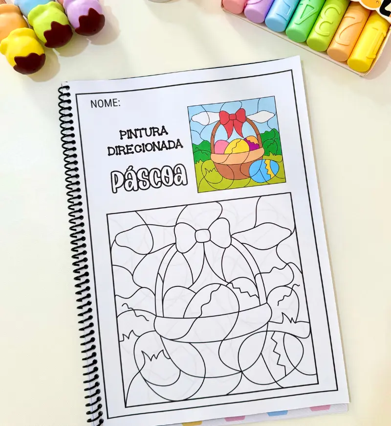 Pintura direcionada de Páscoa: PDF para Educação Infantil — amostra 2: O que vem no material