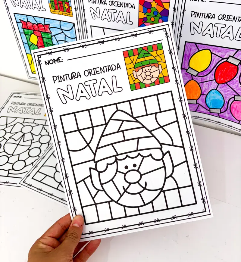 Pintura Orientada de Natal: 6 Atividades em PDF para Imprimir — amostra 3: Como usar em sala de aula