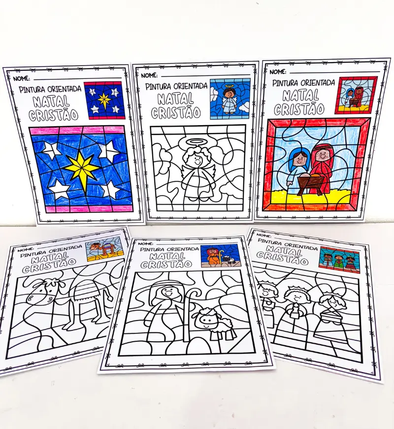 Pintura Orientada de Natal Cristão: 6 Atividades em PDF — capa do material