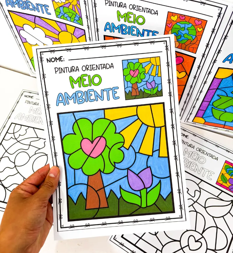 Pintura Orientada Meio Ambiente: PDF com 6 Modelos — amostra 2: O que vem no material