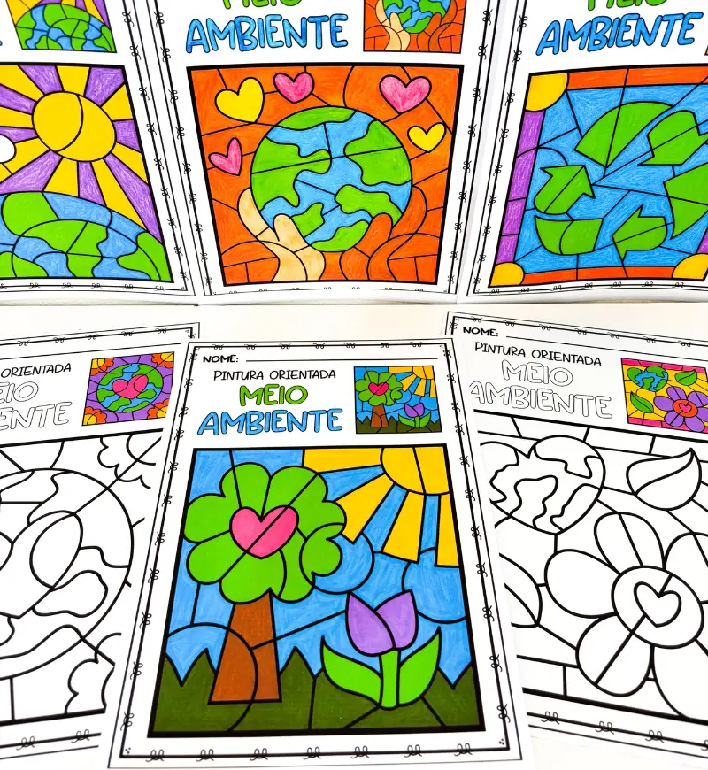Pintura Orientada Meio Ambiente: PDF com 6 Modelos — amostra 3: Como usar em sala de aula