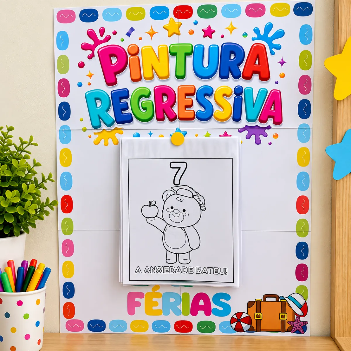 Pintura Regressiva das Férias – Animais-Ensino infantil — amostra 1: 🐾✨ PINTURA REGRESSIVA DAS FÉRIAS – TEMA ANIMAIS ✨🐾