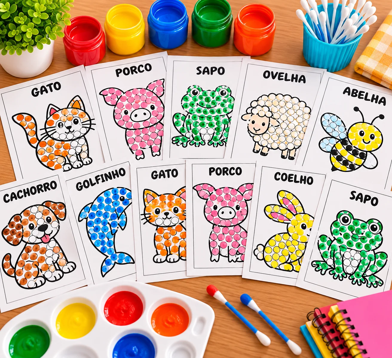 Pintura Sensorial Animais – 12 Atividades em PDF — Ciências para Educação Infantil: Pintura Sensorial Animais com 12…