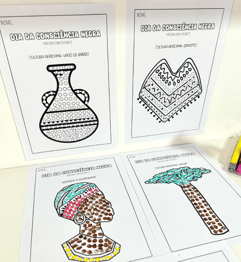 Pintura Sensorial Consciência Negra: Atividades em PDF — amostra 1: Pintura sensorial para abordar a Consciência Negra