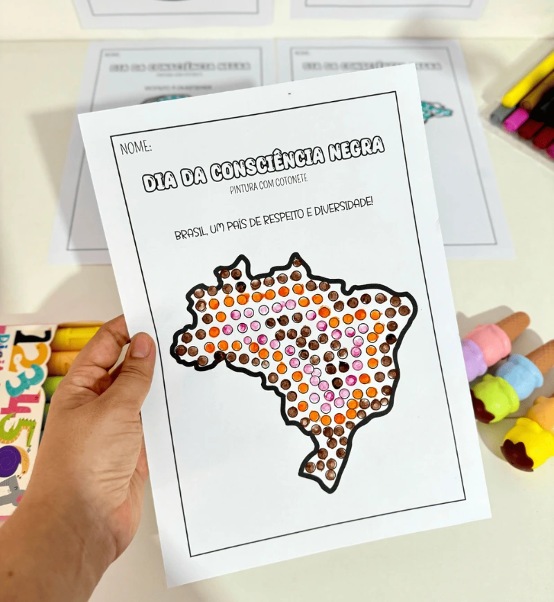 Pintura Sensorial Consciência Negra: Atividades em PDF — amostra 3: Como usar em sala de aula
