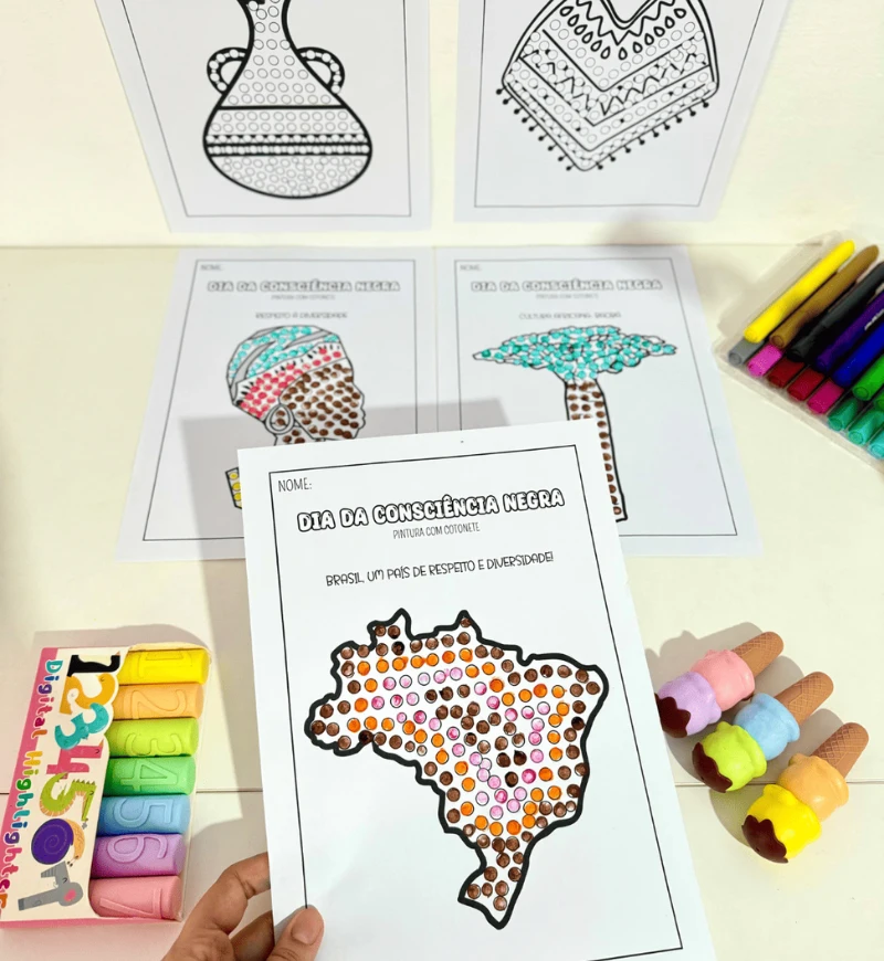 Pintura Sensorial Consciência Negra: Atividades em PDF — amostra 5: Trabalhe diversidade cultural e respeito às diferenças…
