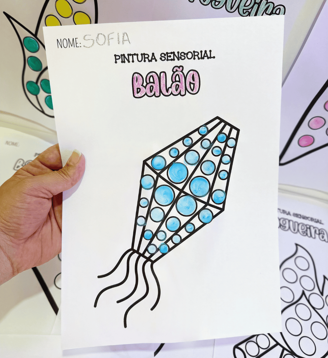 Pintura sensorial de Festa Junina para Educação Infantil — amostra 1: Pintura sensorial com o tema Festa Junina
