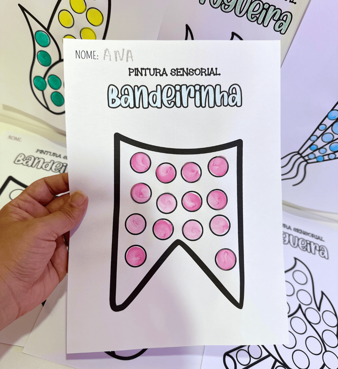 Pintura sensorial de Festa Junina para Educação Infantil — amostra 2: O que vem no material