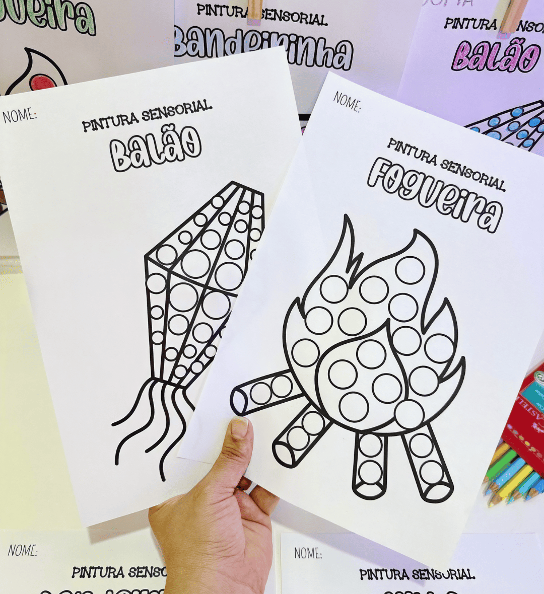 Pintura sensorial de Festa Junina para Educação Infantil — amostra 5: Explore o tema Festa Junina com pintura sensorial na…