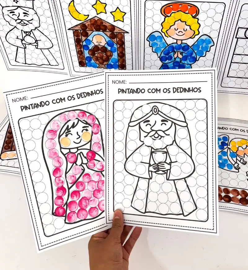 Pintura Sensorial de Natal Cristão: 10 Atividades em PDF — amostra 1: Pintura sensorial de Natal Cristão para os pequenos
