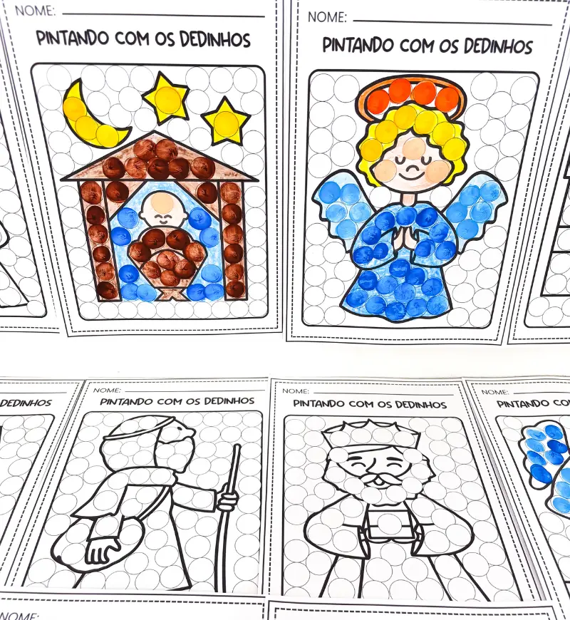 Pintura Sensorial de Natal Cristão: 10 Atividades em PDF — Datas comemorativas para Educação Infantil: Explore cores,…