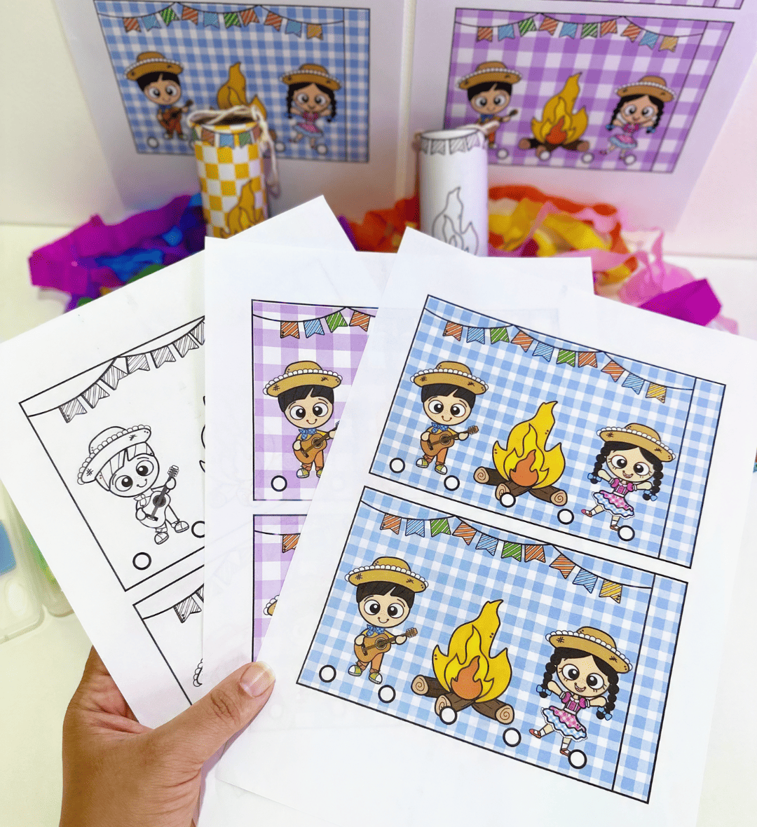 Pipa de mão para Festa Junina na Educação Infantil — amostra 1: Pipa de mão para trabalhar a Festa Junina