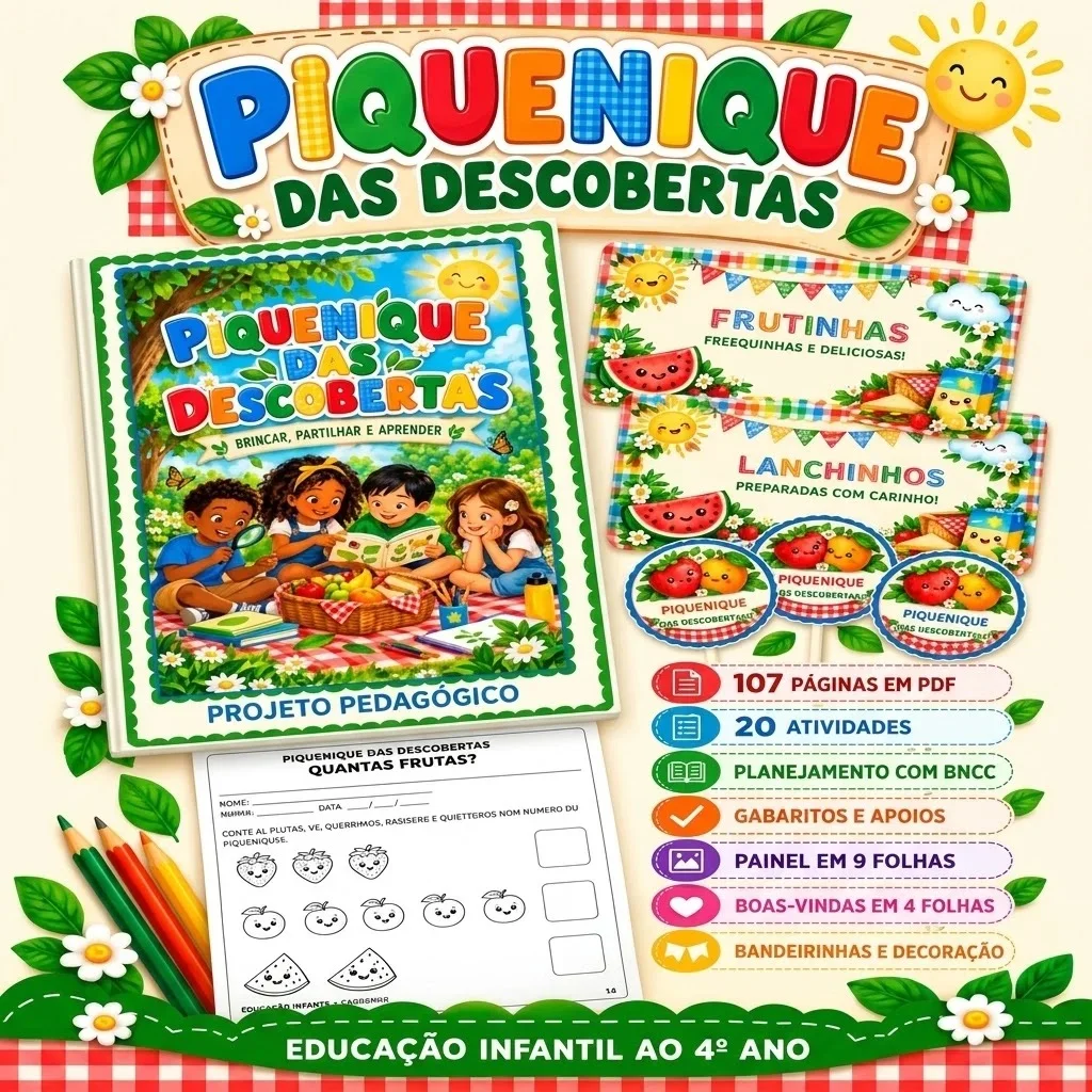 Piquenique das Descobertas – Projeto Pedagógico — Matemática para Educação Infantil: Projeto pedagógico com 107 páginas de…