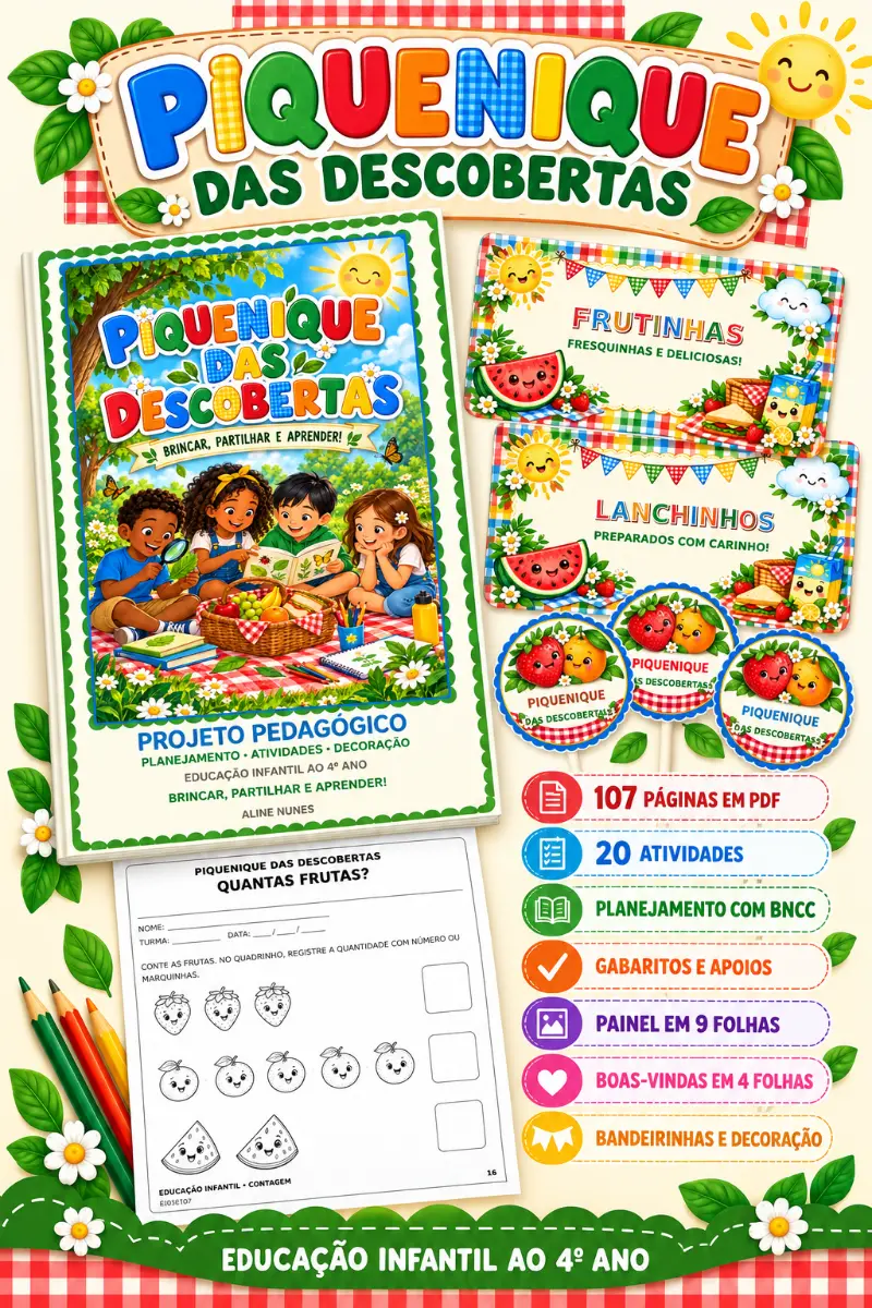 Piquenique das Descobertas – Projeto Pedagógico PDF — amostra 2: Projeto Piquenique das Descobertas com 107 páginas,…