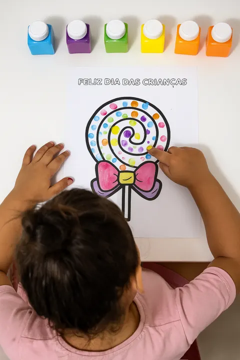 Pirulito pintura com os dedos dia das crianças — capa do material