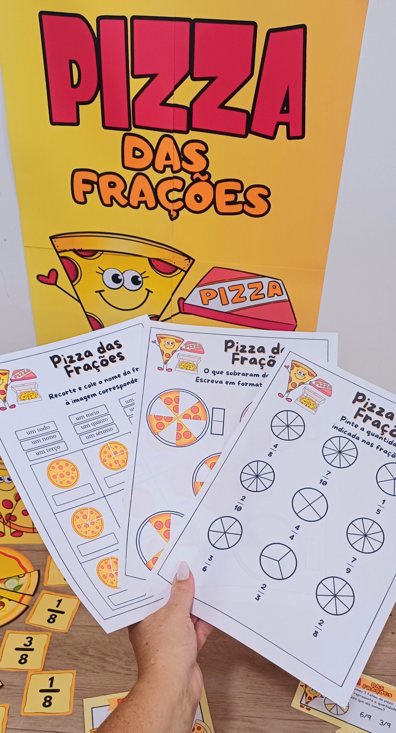 Pizza das frações – PDF para Imprimir — amostra 4: Um recurso super completo e muito lúdico pra abordar frações de um jeito…